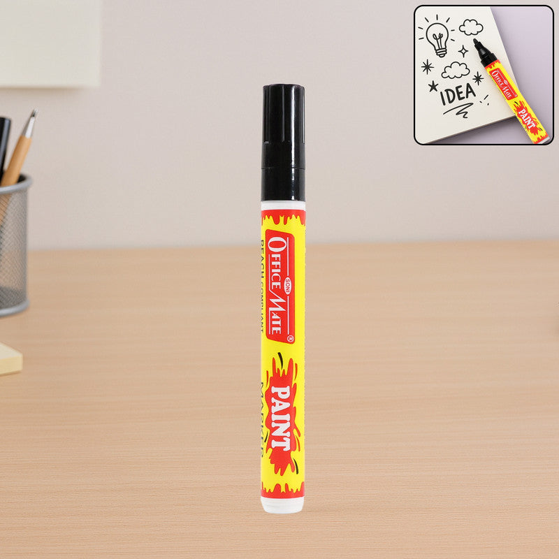 Officemate Permanent Paint Marker Pen Black – Quick Dry, Bold Writing, REACH Compliant