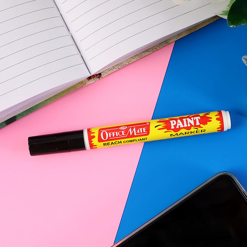 Officemate Permanent Paint Marker Pen Black – Quick Dry, Bold Writing, REACH Compliant