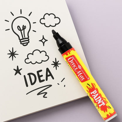 Officemate Permanent Paint Marker Pen Black – Quick Dry, Bold Writing, REACH Compliant