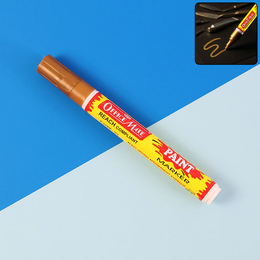 Soni Officamate Permanent Paint Marker Pen Golden – High Gloss Metallic Ink, Quick Dry, REACH Compliant