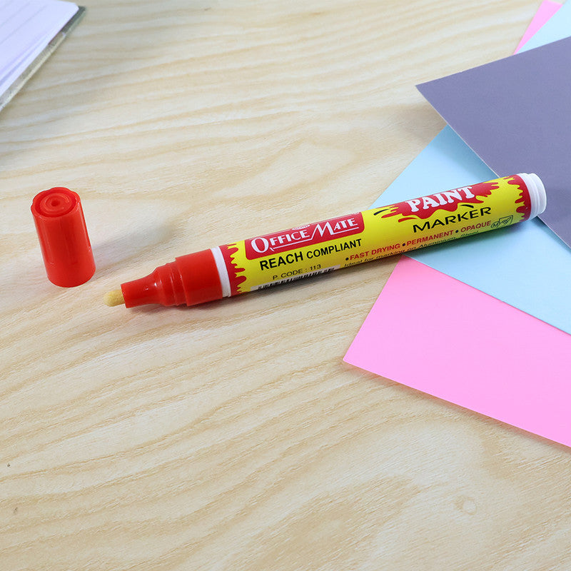 Officemate Permanent Paint Marker Pen Red – Quick Dry, Waterproof & REACH Compliant