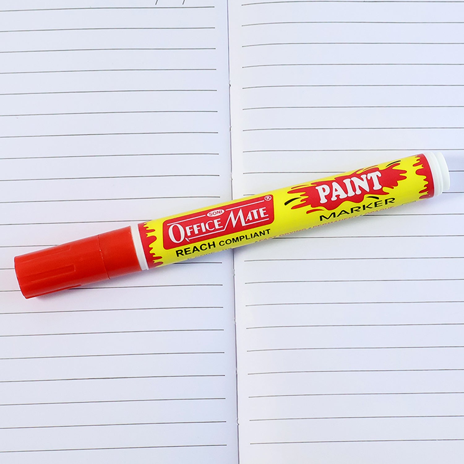 Officemate Permanent Paint Marker Pen Red – Quick Dry, Waterproof & REACH Compliant