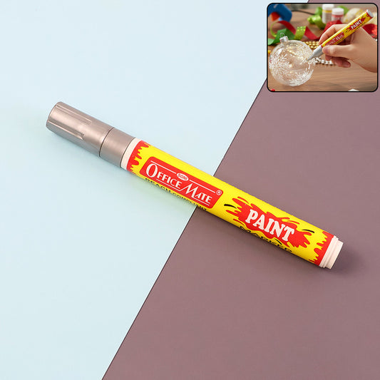 Soni Officamate Permanent Paint Marker Pen Silver – Metallic Finish, Quick Dry, Waterproof & REACH Compliant