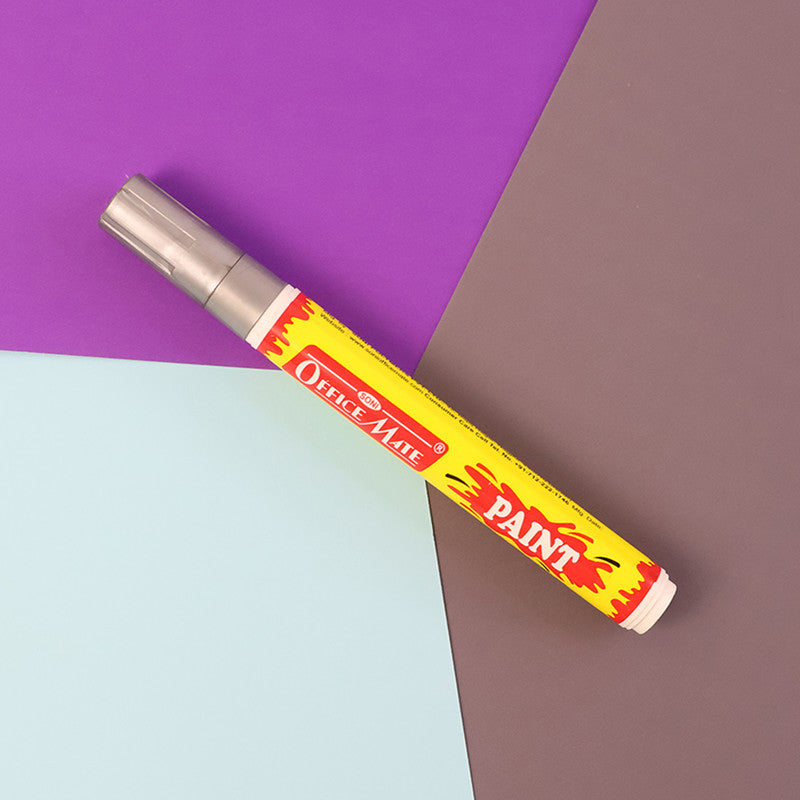 Soni Officamate Permanent Paint Marker Pen Silver – Metallic Finish, Quick Dry, Waterproof & REACH Compliant