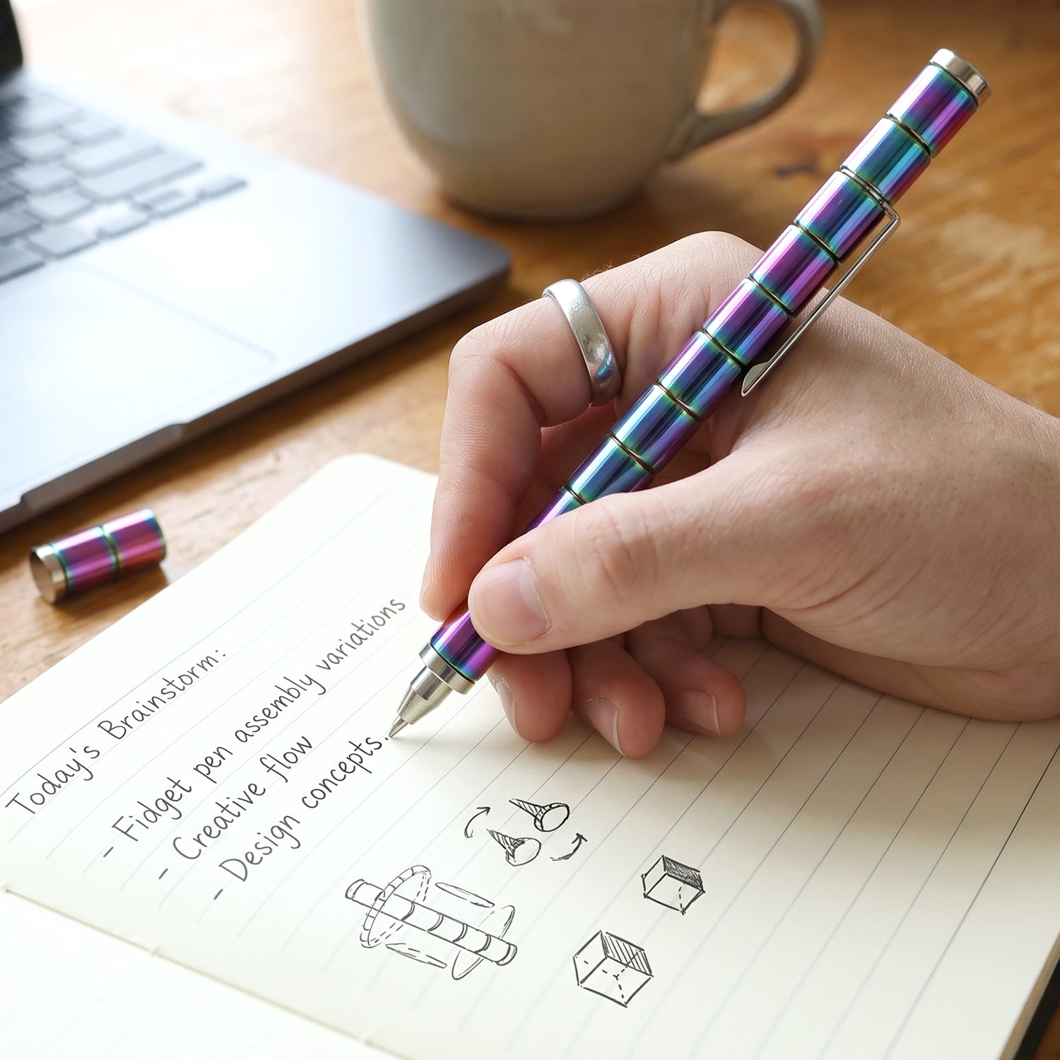 Magnetic Metal Writing Pen with Fidget Spinner Function - 1 Pc