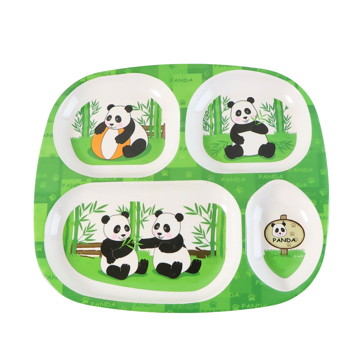 Kids 4-Compartment Melamine Partition Plate (1 Pc / 24×22 Cm)