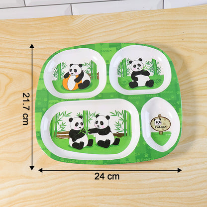 Kids 4-Compartment Melamine Partition Plate (1 Pc / 24×22 Cm)