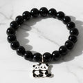 Black Beaded Stretch Bracelet – Cute Panda Charm Accessory