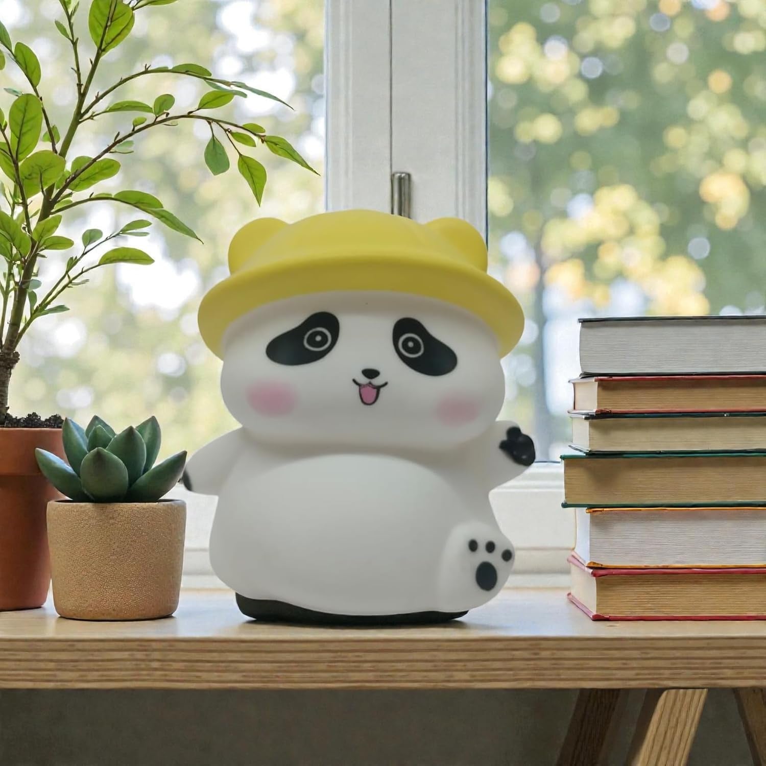 Panda with Hat LED Night Light, Cute Silicone Bedside Lamp for Kids (1 Pc)