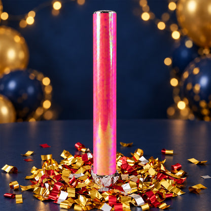 Features of red chamki confetti party popper.