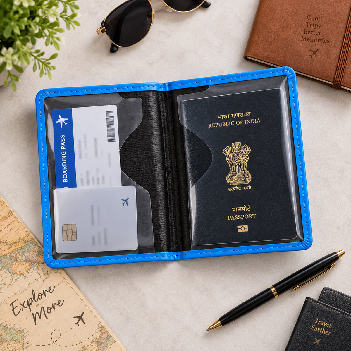 Passport Holder Travel Wallet for International Trips, Flights and Tours (1 Pc)