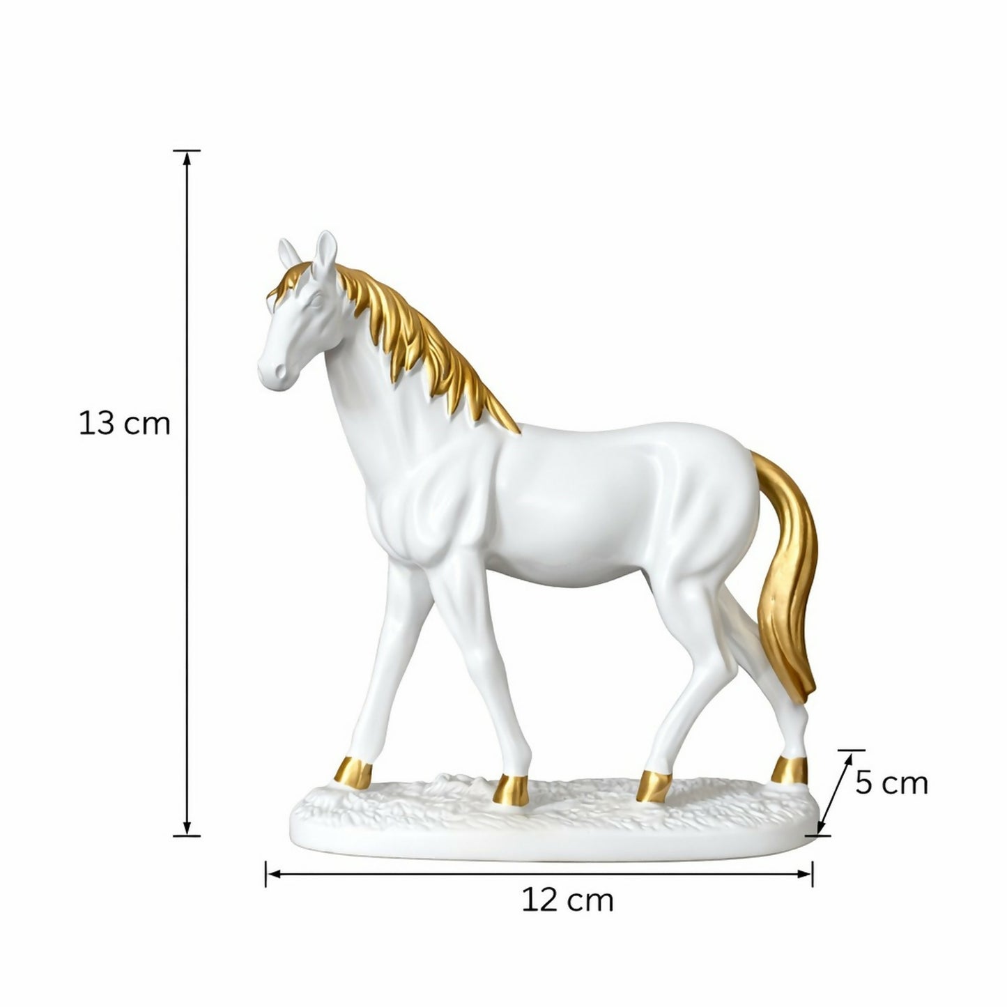 White Horse Showpiece for Home Decor with Gold Finish