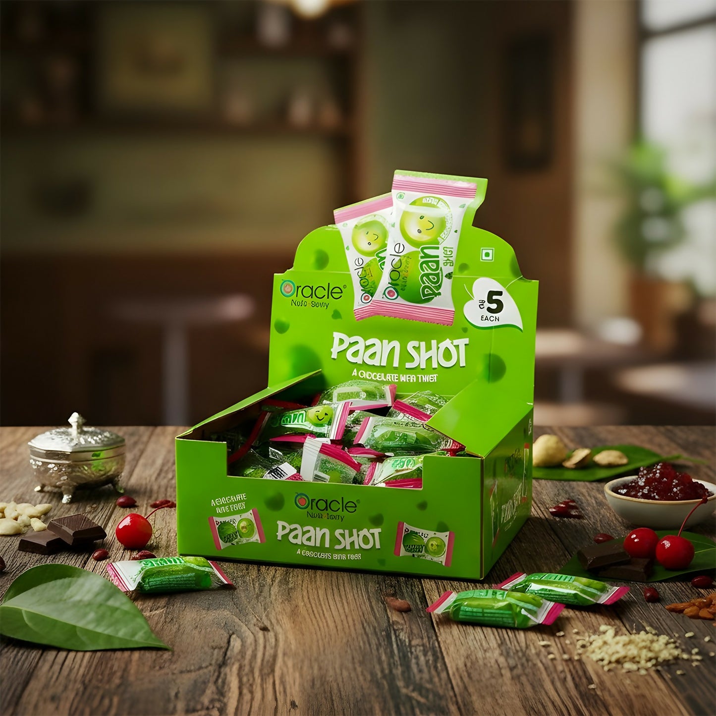 Oracle Paan Shots, Sweet Aromatic Soft Paan-Flavoured Chocolate Candy Pack (60 Pieces/540Gm)