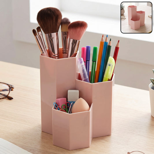 Plastic multi compartment desktop organizer box for stationery