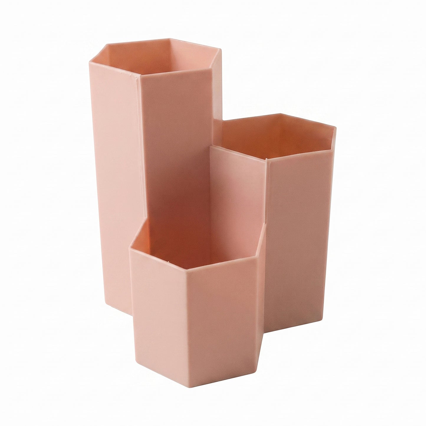 Plastic desktop organizer box on white background
