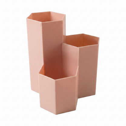 Plastic desktop organizer box on white background