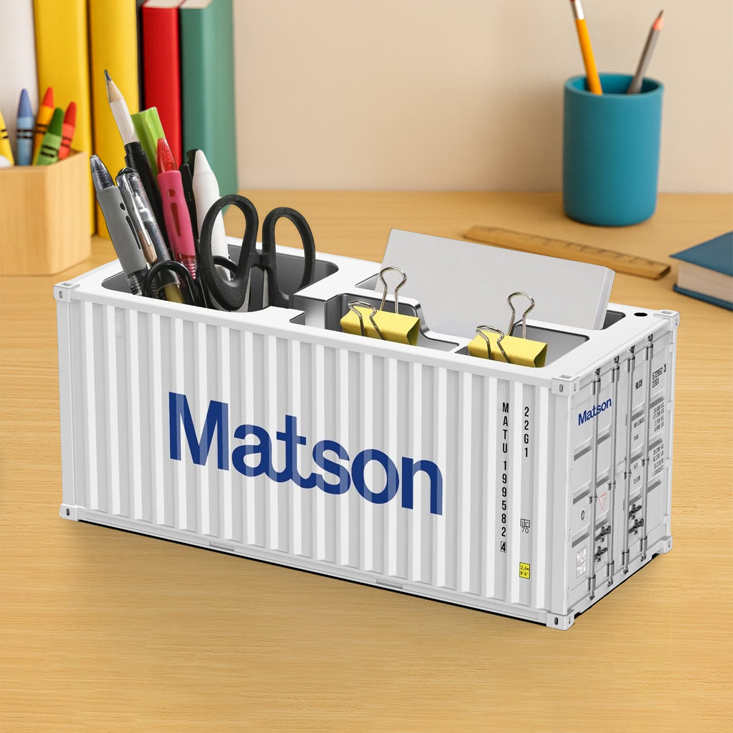 Container-Style Multi-Compartment Desk Organizer (1 Pc)