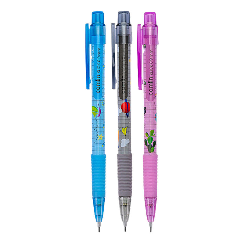 Camlin KLICK 0.9 mm Mechanical Pencil – Smooth Writing Pencils with Soft Grip & Fun Designs (Pack of 10)