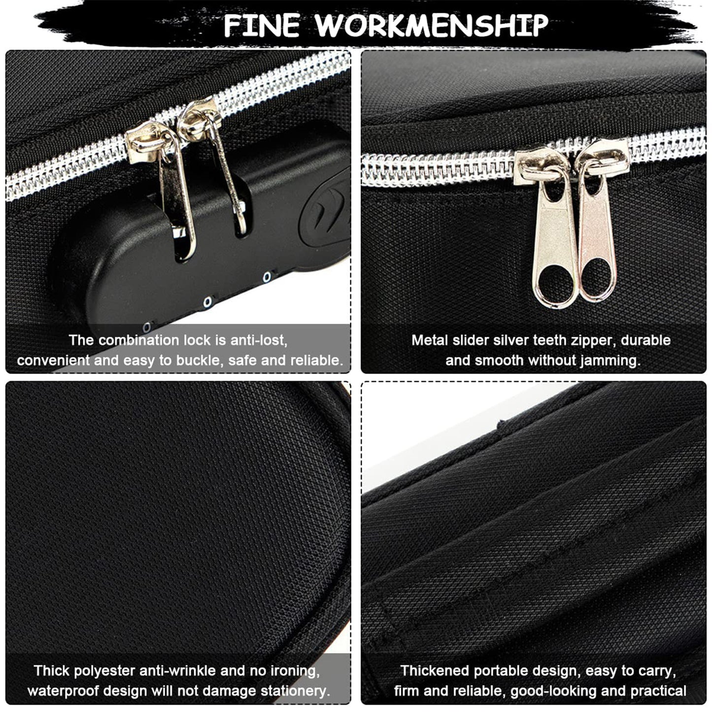 4 Layer Zipper Stationery Pouch Pencil Case with Combination Lock for Students (1 Piece)