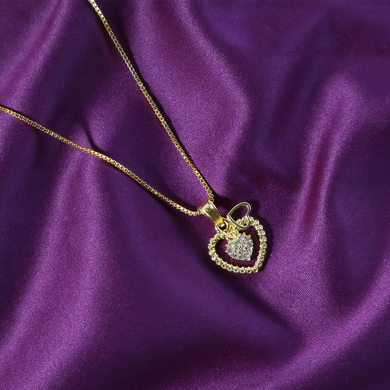 Dual Heart Pendant Necklace featuring elegant sparkling crystals on an open heart design