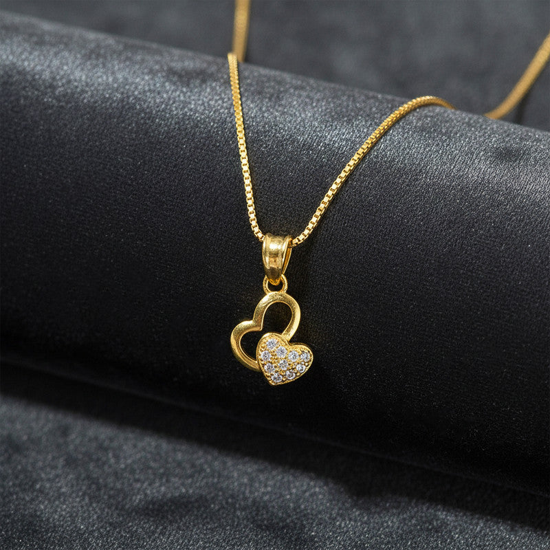 Elegant Dual-Heart Pendant Necklace with Sparkling Stone Detailing