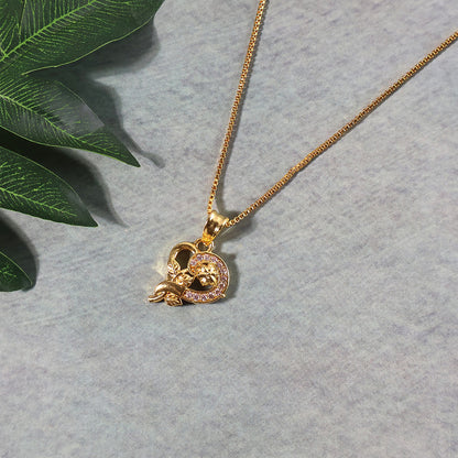 Floral Heart Pendant Necklace with Sparkling Stone Accents