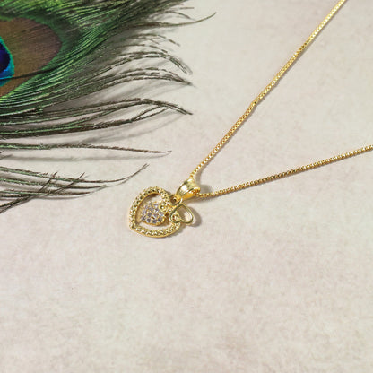 Close-up of sparkling crystals detailing on dual heart pendant necklace