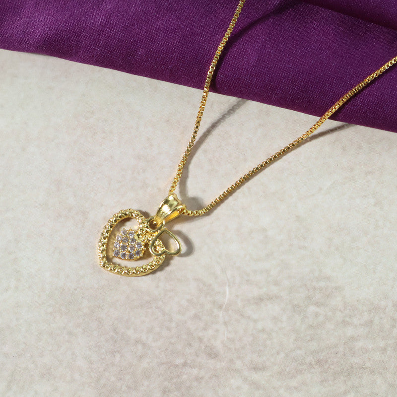 Dual heart pendant necklace showcasing smaller crystal-filled heart centerpiece