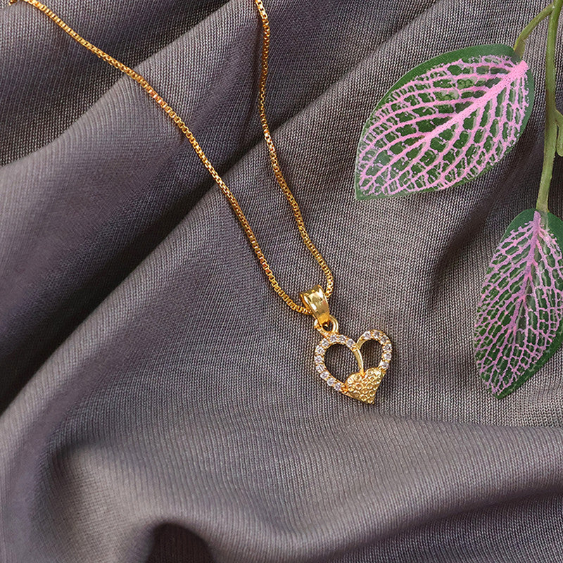 Side view of sparkling double heart pendant necklace highlighting intricate crystal details