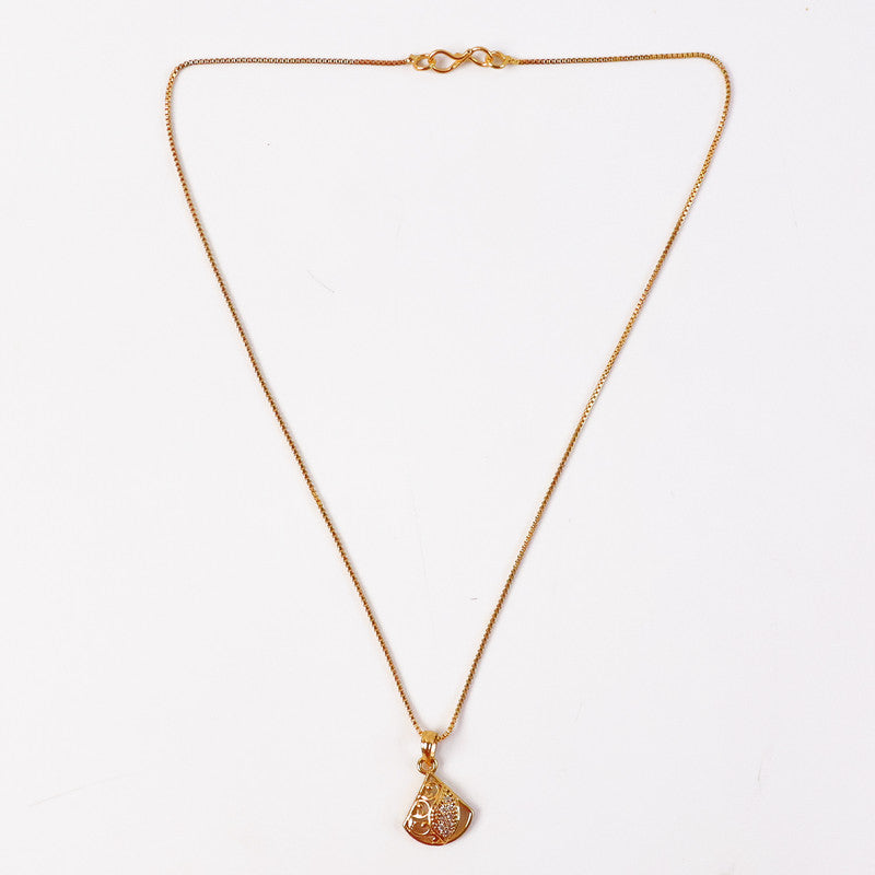 Pendant necklace featuring intricate gold plated design and sparkling leaf accent