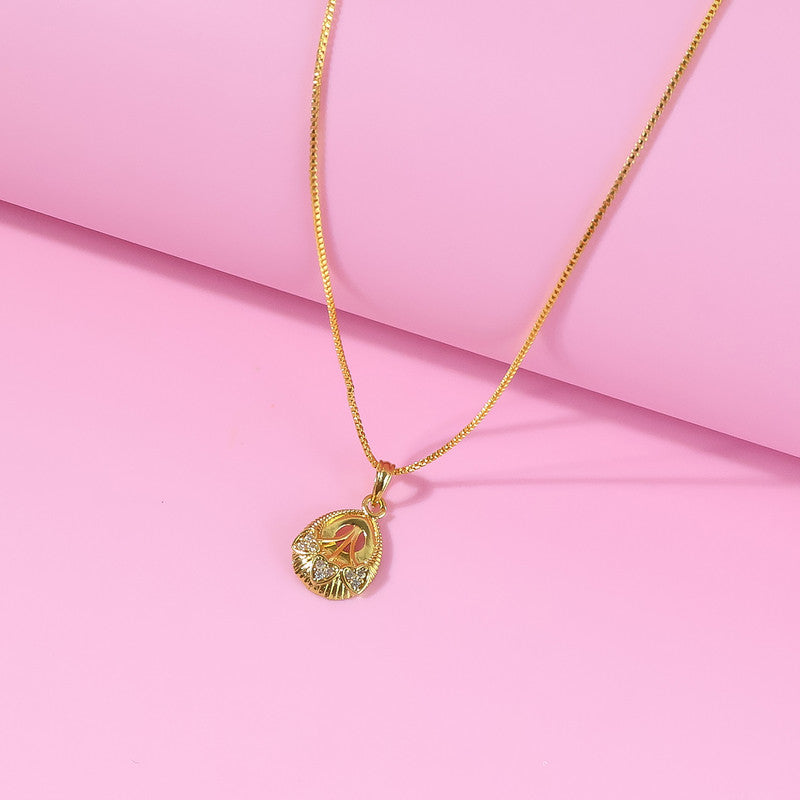 Elegant Gold-Tone Pendant Necklace with Leaf-Inspired Crystal Detailing