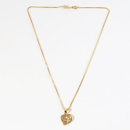 Detailed shot of shining crystal accent on twin heart pendant necklace