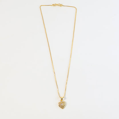 Elegant Crystal Heart Pendant Necklace with Artistic Leaf Detailing