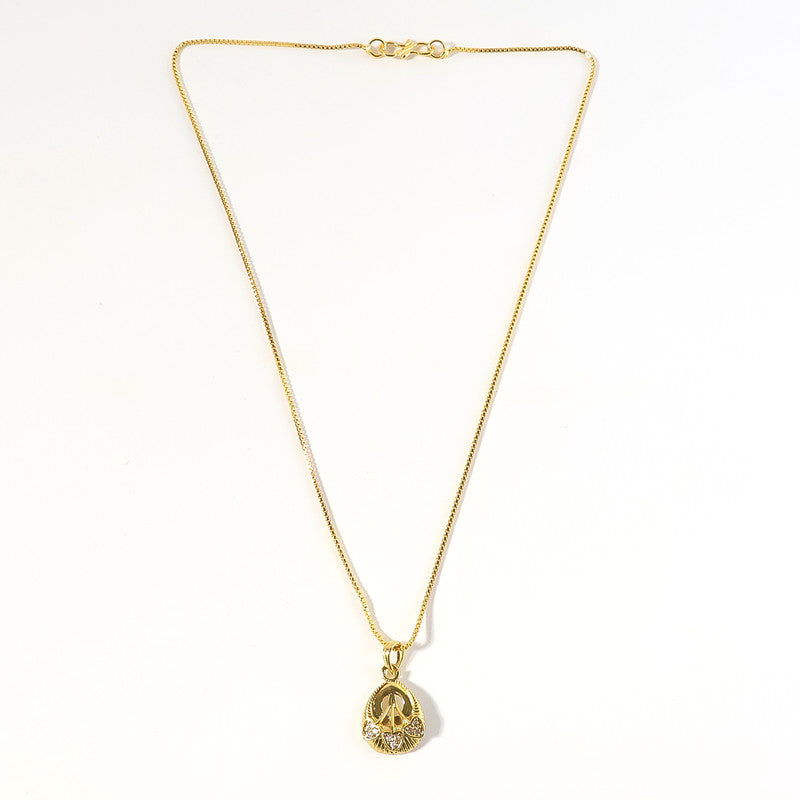 Elegant Gold-Tone Pendant Necklace with Leaf-Inspired Crystal Detailing