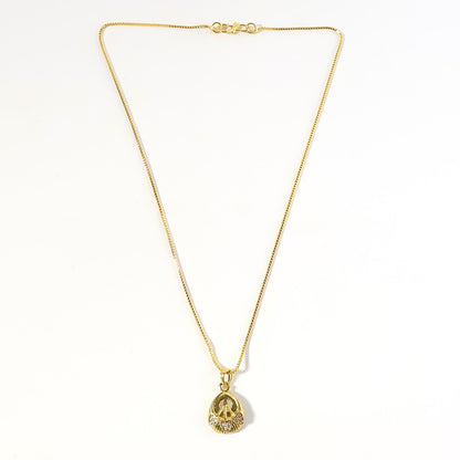 Elegant Gold-Tone Pendant Necklace with Leaf-Inspired Crystal Detailing