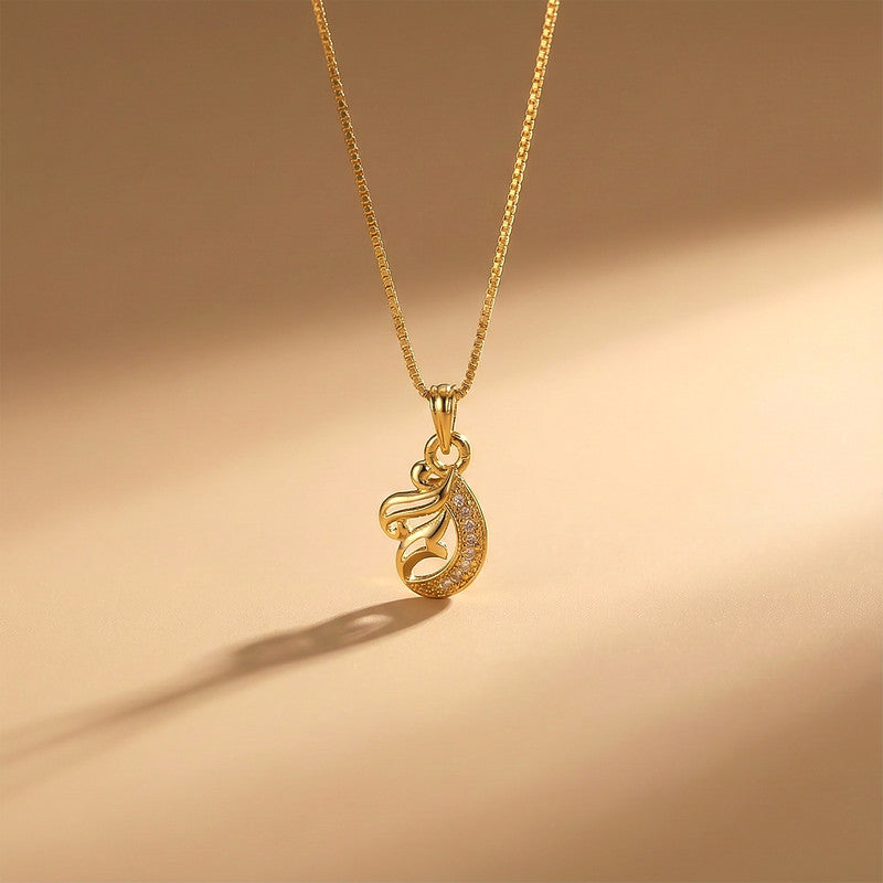 Elegant Teardrop Swirl Pendant Necklace with Crystal Detailing