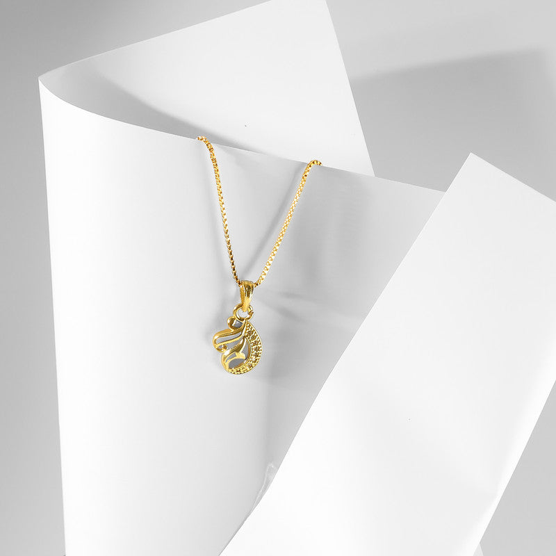 Elegant Teardrop Swirl Pendant Necklace with Crystal Detailing