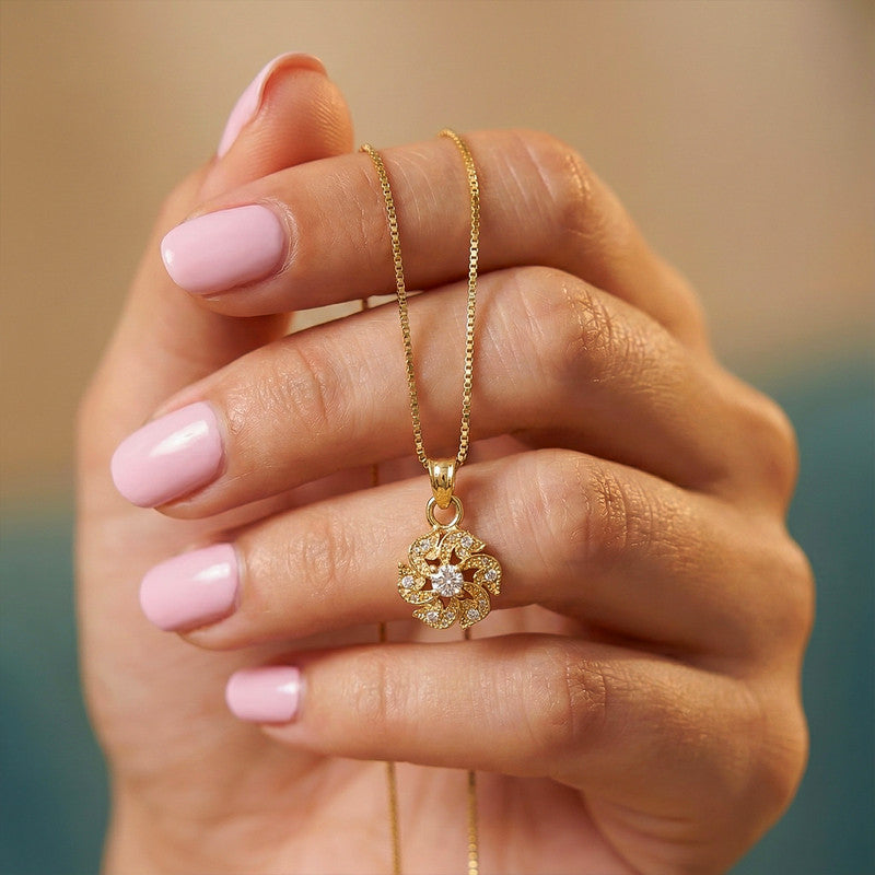 Elegant Floral Pendant Necklace with Sparkling Crystal Accents