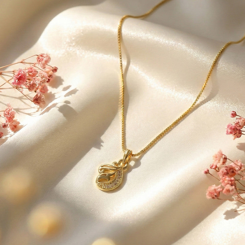 Elegant Teardrop Swirl Pendant Necklace with Crystal Detailing