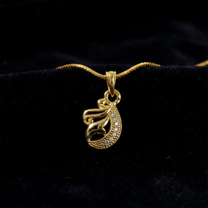 Elegant Teardrop Swirl Pendant Necklace with Crystal Detailing