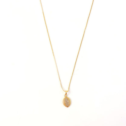 Gold-Plated Teardrop Pendant Necklace with Intricate Stone Detailing