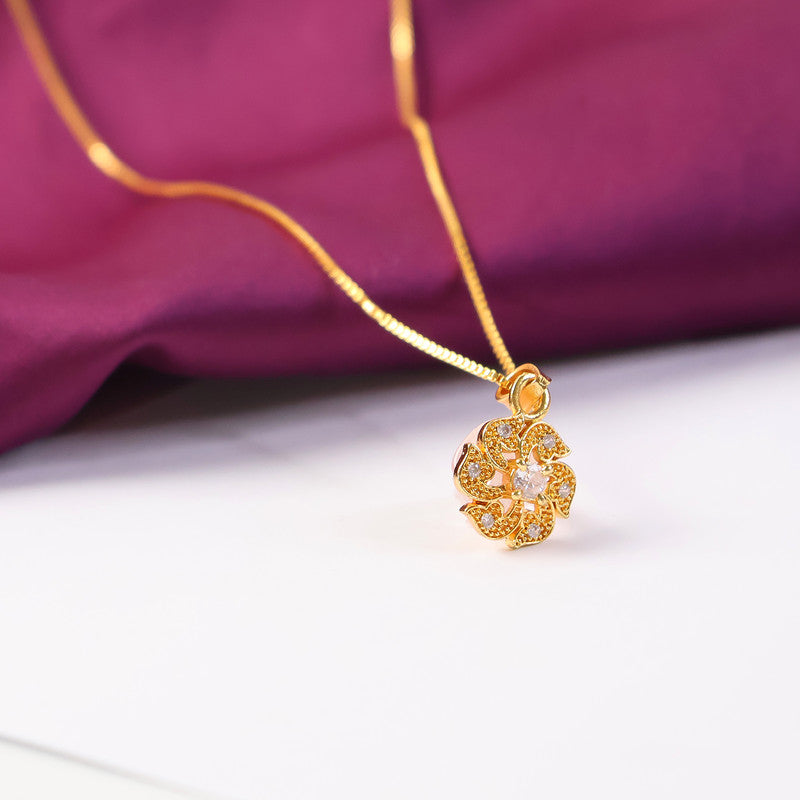 Elegant Floral Pendant Necklace with Sparkling Crystal Accents