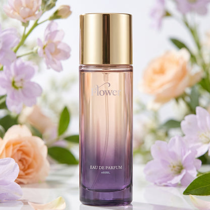 Flower perfume bottle with floral design