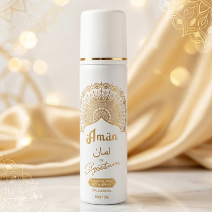Signature Aman fragrance spray bottle front view