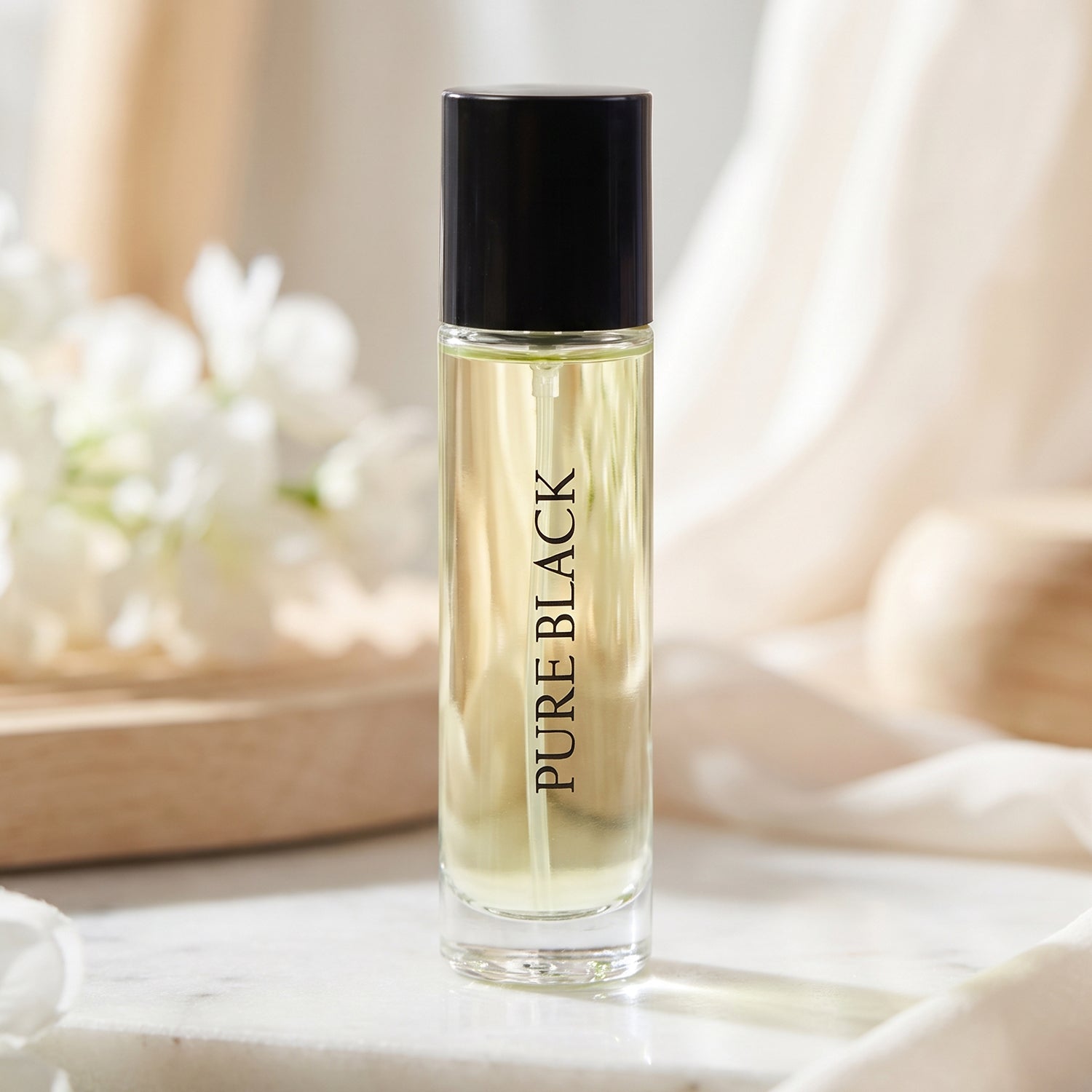 Pure Black Perfume Bottle Side View