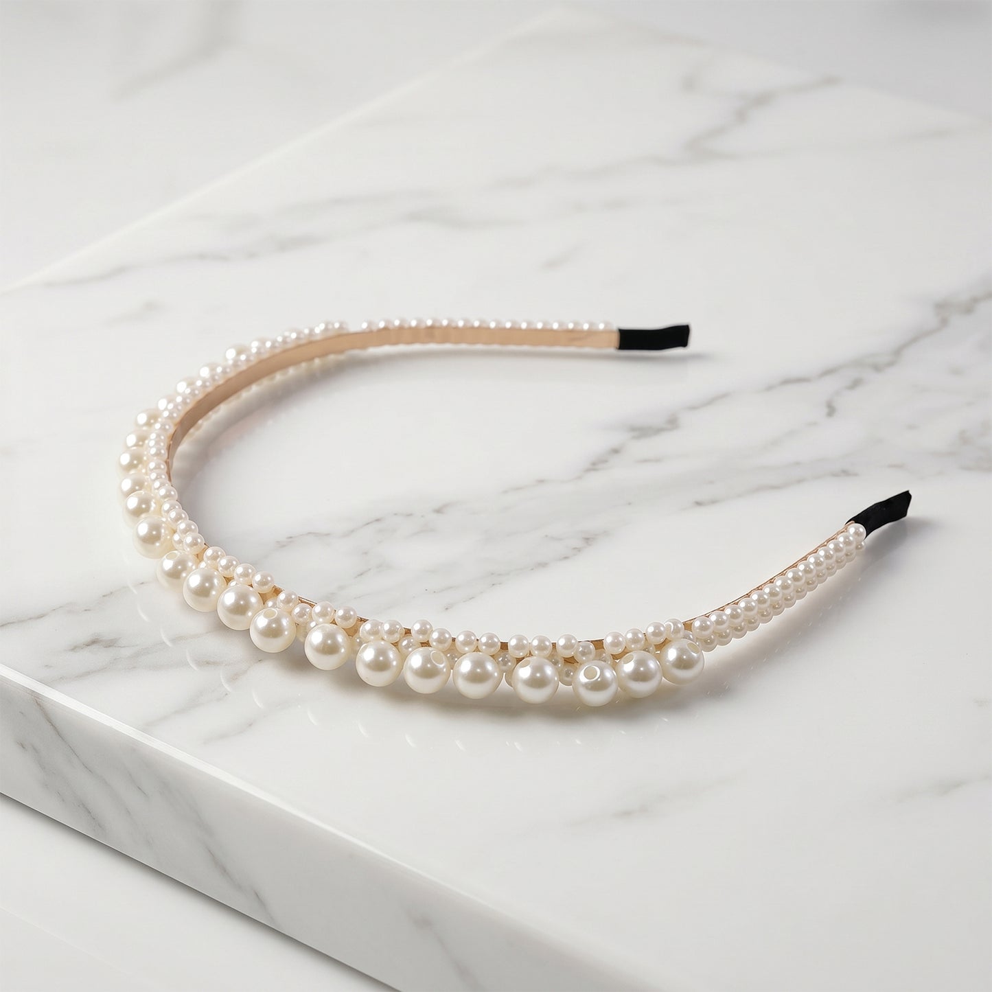 Pearl studded hairband side view