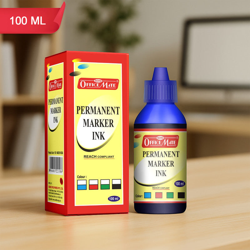 Officemate Permanent Marker Ink 100ml – Quick Dry, Bright, Long-Lasting Refill Ink