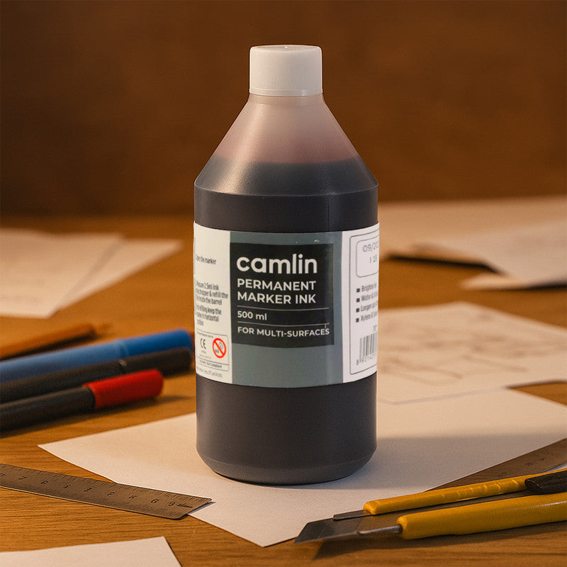 Camlin Permanent Marker Ink Red – 500 ml Refill Bottle with Free Dropper