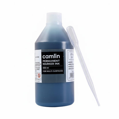 Camlin Permanent Marker Ink Black – 500 ml Refill Bottle with Free Dropper for Multi-Surface Markers