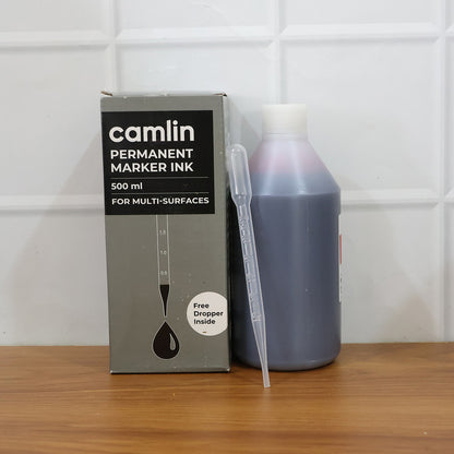 Camlin Permanent Marker Ink Red – 500 ml Refill Bottle with Free Dropper